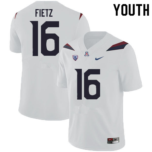 Youth #16 Cameron Fietz Arizona Wildcats College Football Jerseys Sale-White